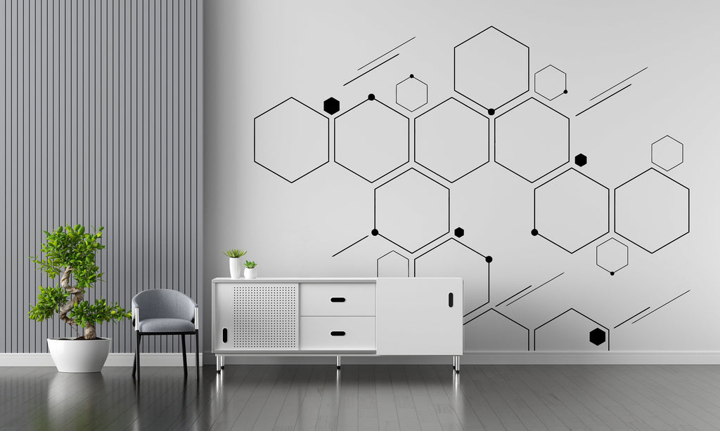 Honeycomb Wall Decals, Hexagon Decals, Geometric Wall Art, Wall Decor, Honeycomb, Modern Wall Art, Gift for Home, Technology decals 151LU