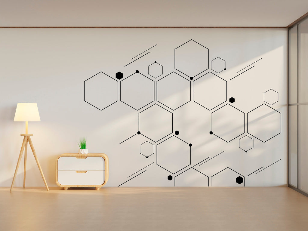 Honeycomb Wall Decals, Hexagon Decals, Geometric Wall Art, Wall Decor, Honeycomb, Modern Wall Art, Gift for Home, Technology decals 151LU