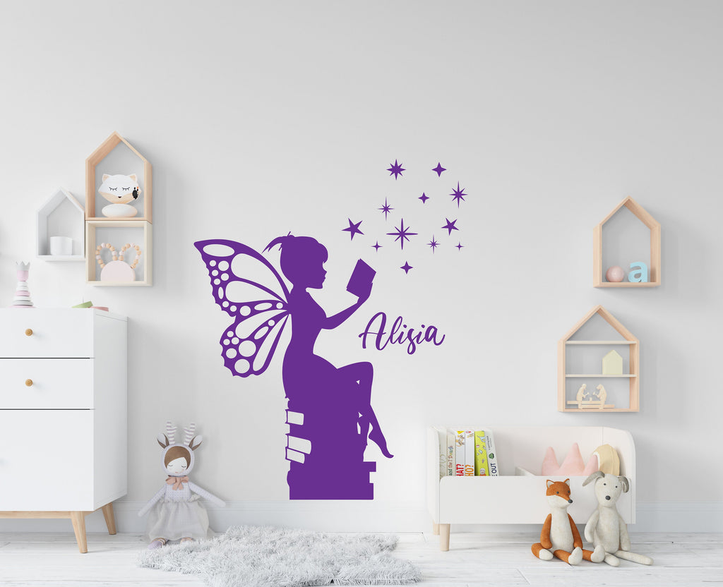 Girl Book wall decal Girl Reading Books Magic Wall Decal Vinyl Art Stickers for Interiors, Schools, Classrooms, Libraries, Bedrooms 092RS