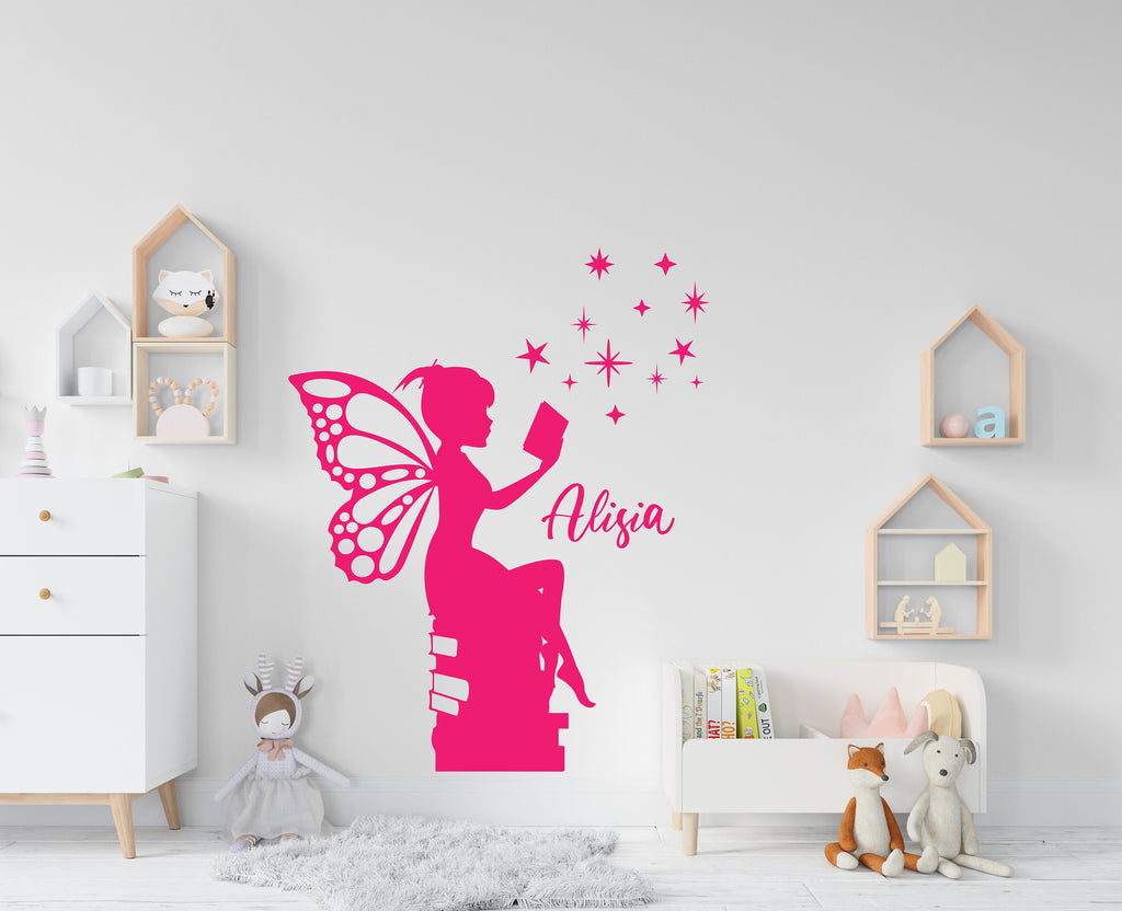 Girl Book wall decal Girl Reading Books Magic Wall Decal Vinyl Art Stickers for Interiors, Schools, Classrooms, Libraries, Bedrooms 092RS