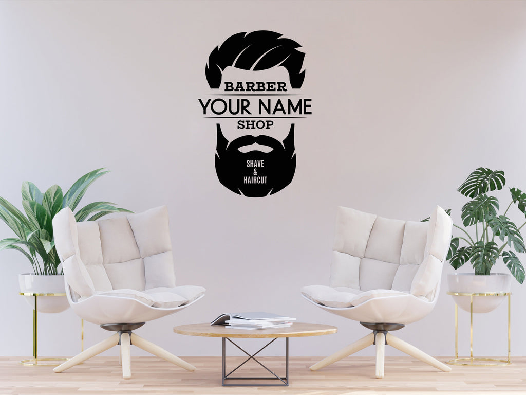 Barber Wall Decal, Barber Wall Decal, Barbershop Wall Decor, Custom Decals Razor Wall Art, Hair Salon Haircut Shaves Mens decor 184LU