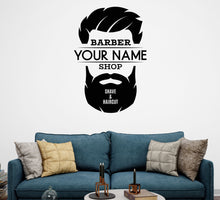Load image into Gallery viewer, Barber Wall Decal, Barber Wall Decal, Barbershop Wall Decor, Custom Decals Razor Wall Art, Hair Salon Haircut Shaves Mens decor 184LU