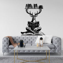 Load image into Gallery viewer, A cute Deer Reading a Book wall decal Reading Books Magic Wall Decal Vinyl Art Stickers for Interiors, Schools, Classrooms, Libraries 092RS