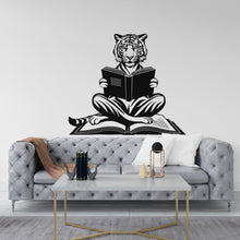 Load image into Gallery viewer, A cute Tiger Reading a Book wall decal Reading Books Magic Wall Decal Vinyl Art Stickers for Interiors, Schools, Classrooms, Libraries 096RS