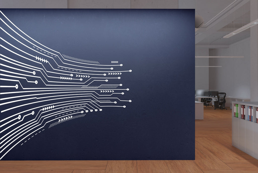 Circuit Board Wall Decal, Technology Vinyl Wall Art Decals, Company Name Decal, Office Decor, Business Wall Decal, Wall Art Office 097RS