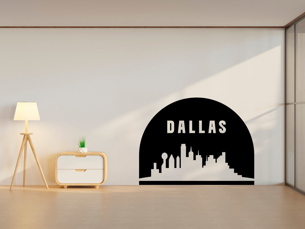 Dallas City Skyline Arch Wall Decal Vinyl Sticker City Dallas Wall Decal Vinyl Sticker Home Decor Headboard Decal Living Room Office 149LU