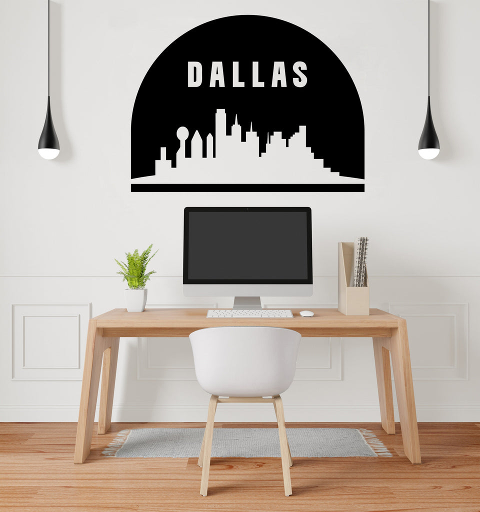 Dallas City Skyline Arch Wall Decal Vinyl Sticker City Dallas Wall Decal Vinyl Sticker Home Decor Headboard Decal Living Room Office 149LU