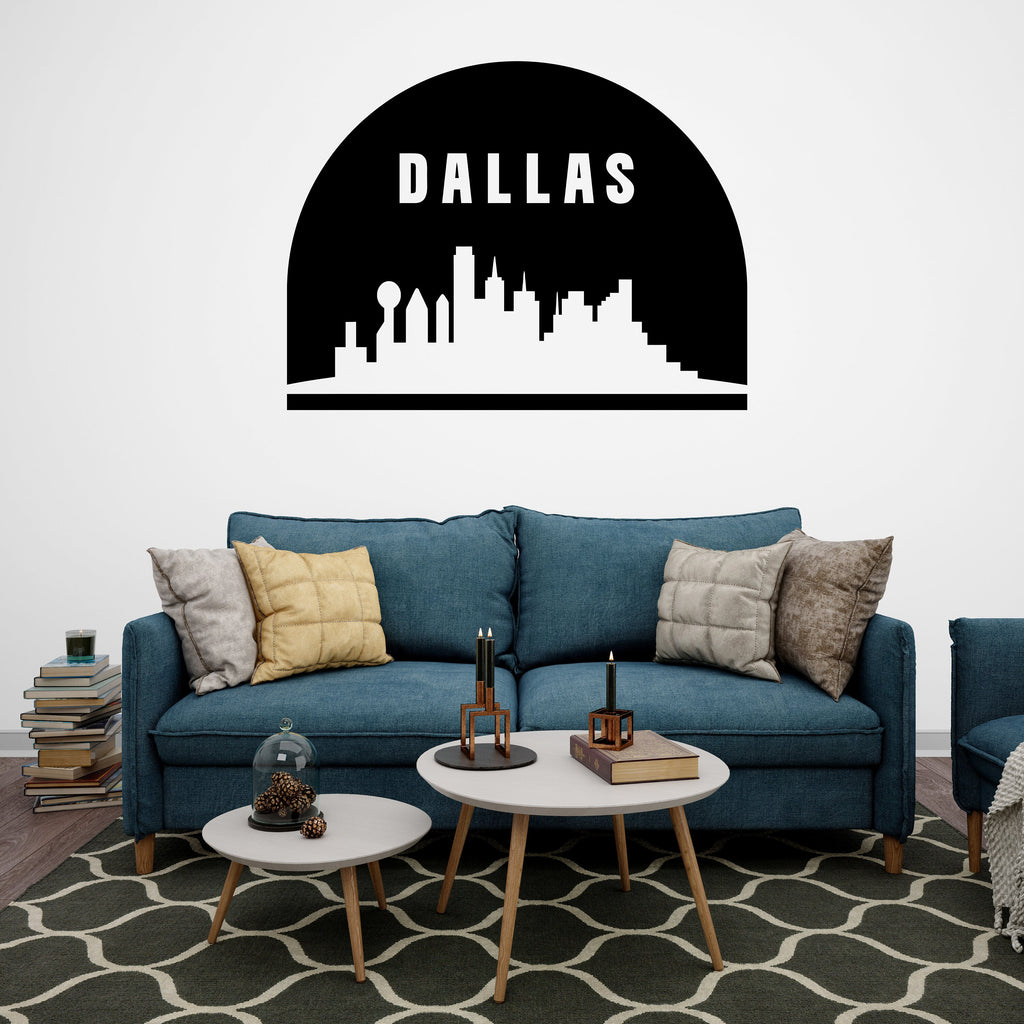 Dallas City Skyline Arch Wall Decal Vinyl Sticker City Dallas Wall Decal Vinyl Sticker Home Decor Headboard Decal Living Room Office 149LU