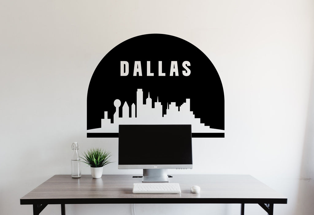 Dallas City Skyline Arch Wall Decal Vinyl Sticker City Dallas Wall Decal Vinyl Sticker Home Decor Headboard Decal Living Room Office 149LU