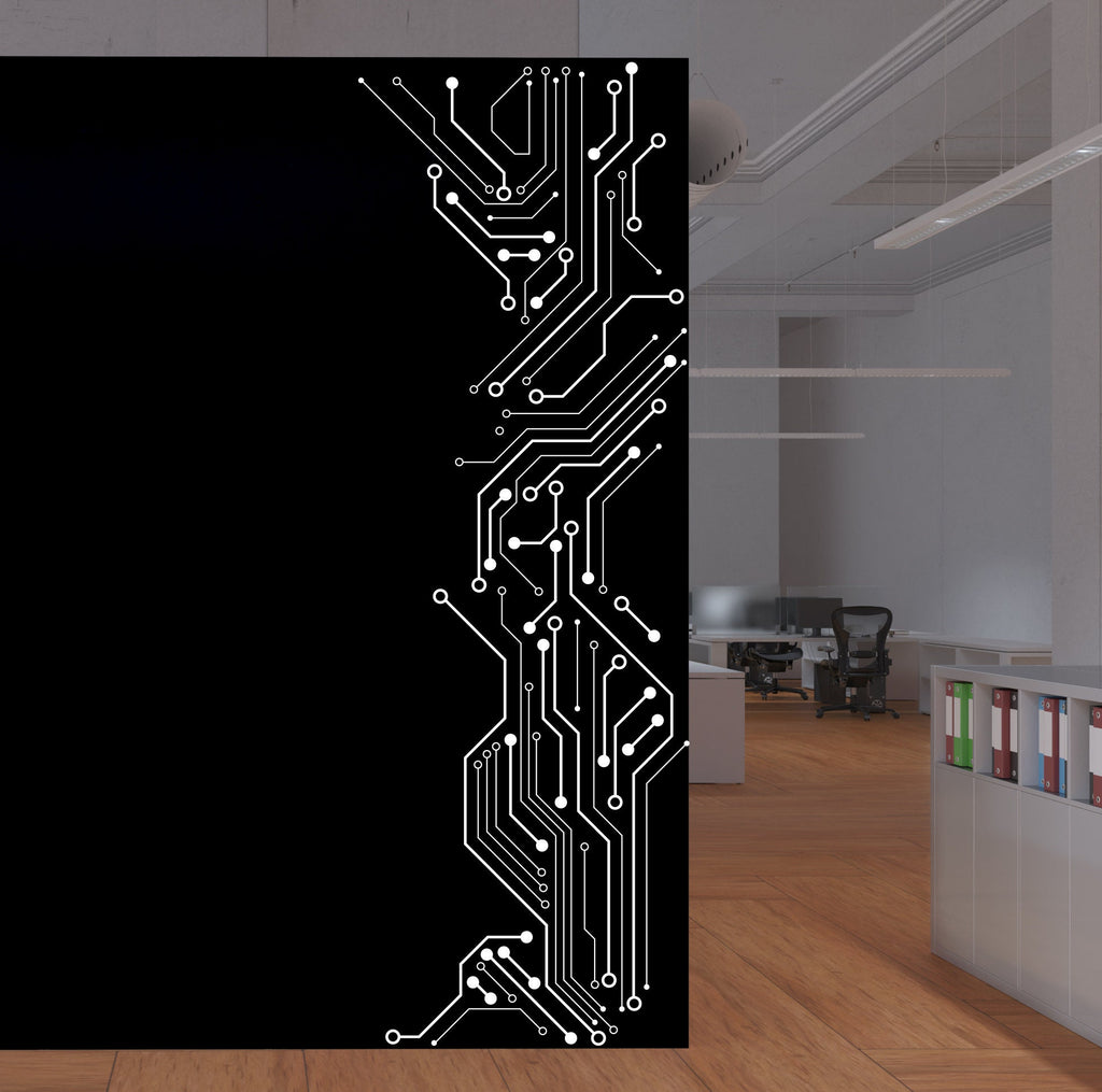 Circuit Board Wall Decal, Technology Vinyl Wall Art Decals, Computer Circuit Decor, Binary Code Software Science Wall Sticker Office 160LU
