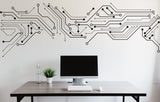 Circuit Board Wall Decal, Technology Vinyl Wall Art Decals, Computer Circuit Decor, Binary Code Software Science Wall Sticker Office 160LU