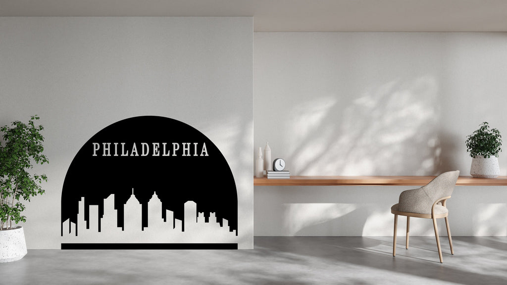 Philadelphia City Skyline Arch Wall Decal Sticker City Philadelphia Decal Vinyl Sticker Home Decor Headboard Decal Living Room Office 162LU