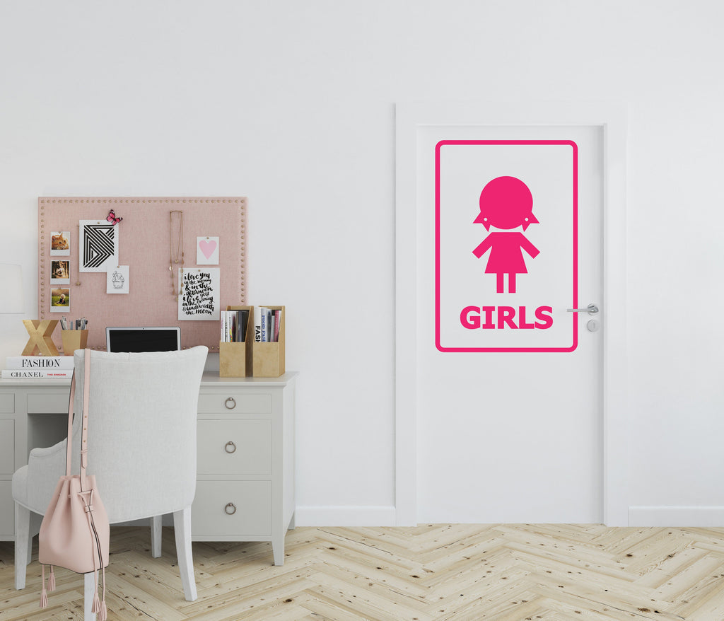 Kids Bathroom Sign Decal, Kids Bathroom Door Decor, Toilett Restroom Sign, Girl Boy Kids Signs Vinyl Bathroom Stickers, Bathroom Signs 192LU