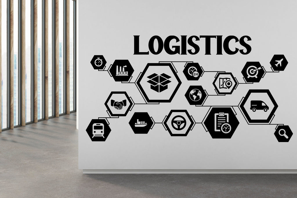 Logistics wall decal Planning Management Transport Inventory Packaging Distribution,Wall decal, Wall stickers, Wall decor, Wall Art 099RS