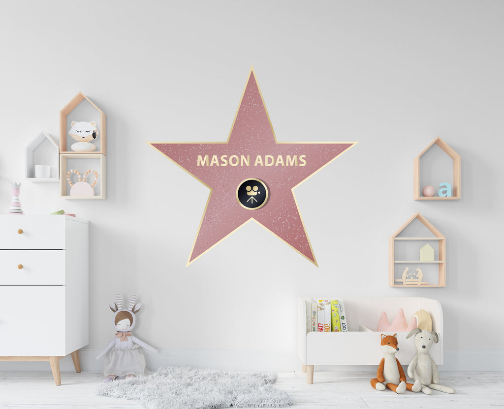 Walk Of Fame Hollywood Celebrity wall Sticker Star Personalized Name Decal Movie Wall Stickers Art Movie gift wall decor 104RS