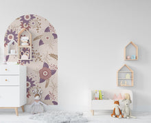 Load image into Gallery viewer, Boho Floral Wall Decal, Bed Arch Sticker, Hedboard Wall Decal, Arch Wall Decal, Door Boho Decor, Arch Wall vinyl, Super King Bed Arch 167LU