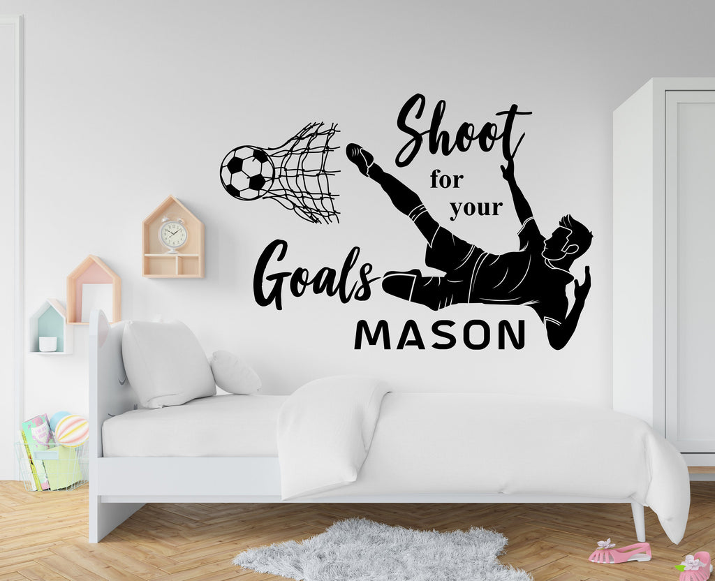 Soccer wall decor, Football Wall Decal Sport Vinyl, Football stickers, Boys Passion, Goal Wall Art, Wall Stickers, Kids Room, Decor, 105RS