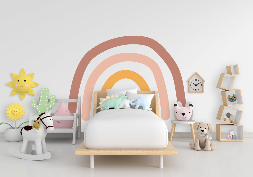 Colorful Rainbow Boho Full Arch, Baby Room Mural Boho Full Arch Decals Modern Stickers Nursery Decor Kids Room Wall Art Home Decor 172LU