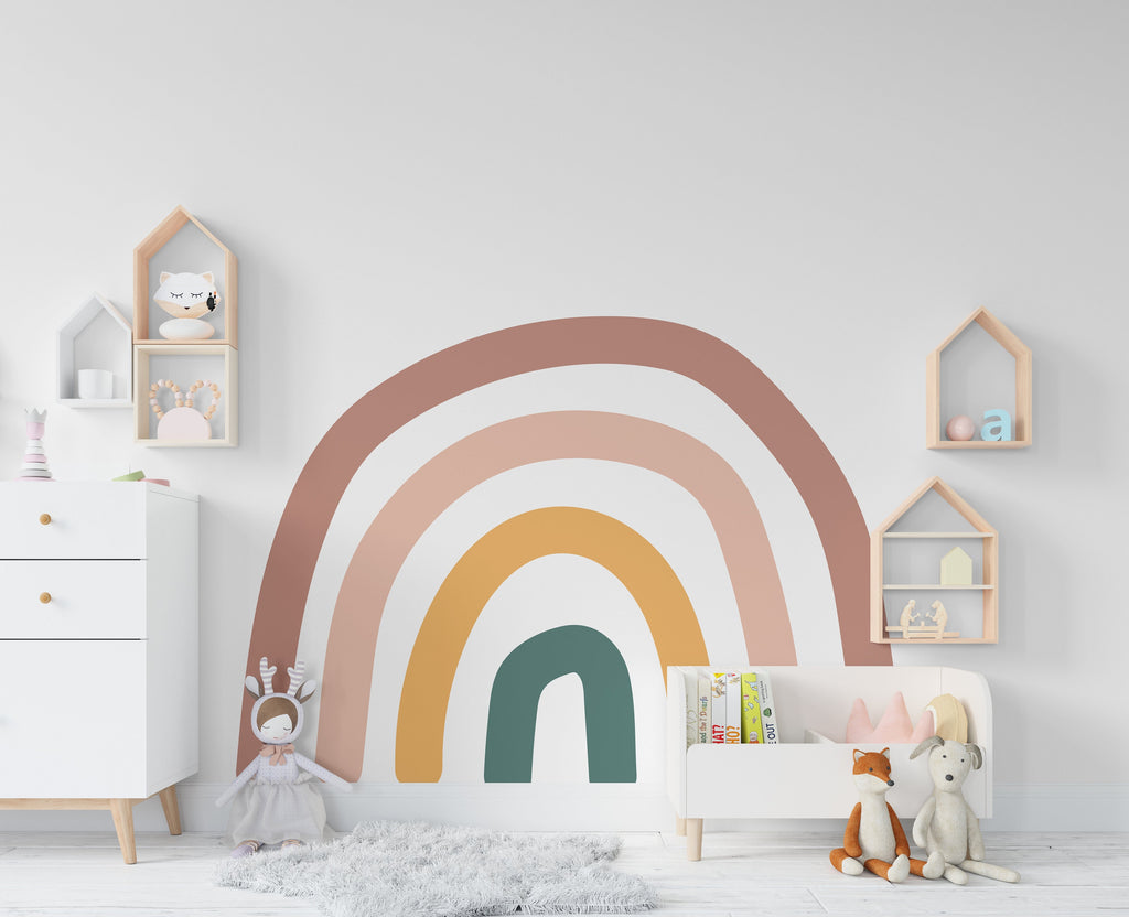 Colorful Rainbow Boho Full Arch, Baby Room Mural Boho Full Arch Decals Modern Stickers Nursery Decor Kids Room Wall Art Home Decor 172LU