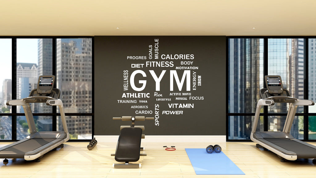Gym Wall Decal, Inspirational Words, Workout Vinyl, Gym Decal, Fitness Collage, Gym Wall Art Gym Decor Gym Wall Decor Motivational Art 197LU