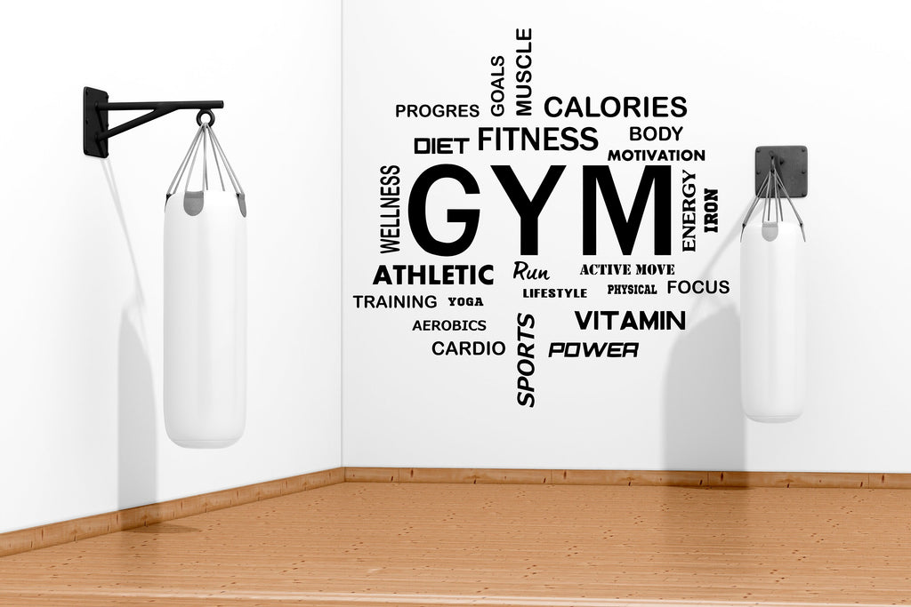 Gym Wall Decal, Inspirational Words, Workout Vinyl, Gym Decal, Fitness Collage, Gym Wall Art Gym Decor Gym Wall Decor Motivational Art 197LU