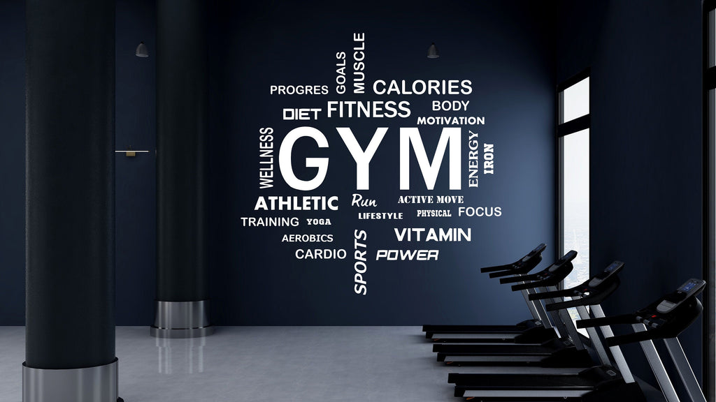 Gym Wall Decal, Inspirational Words, Workout Vinyl, Gym Decal, Fitness Collage, Gym Wall Art Gym Decor Gym Wall Decor Motivational Art 197LU