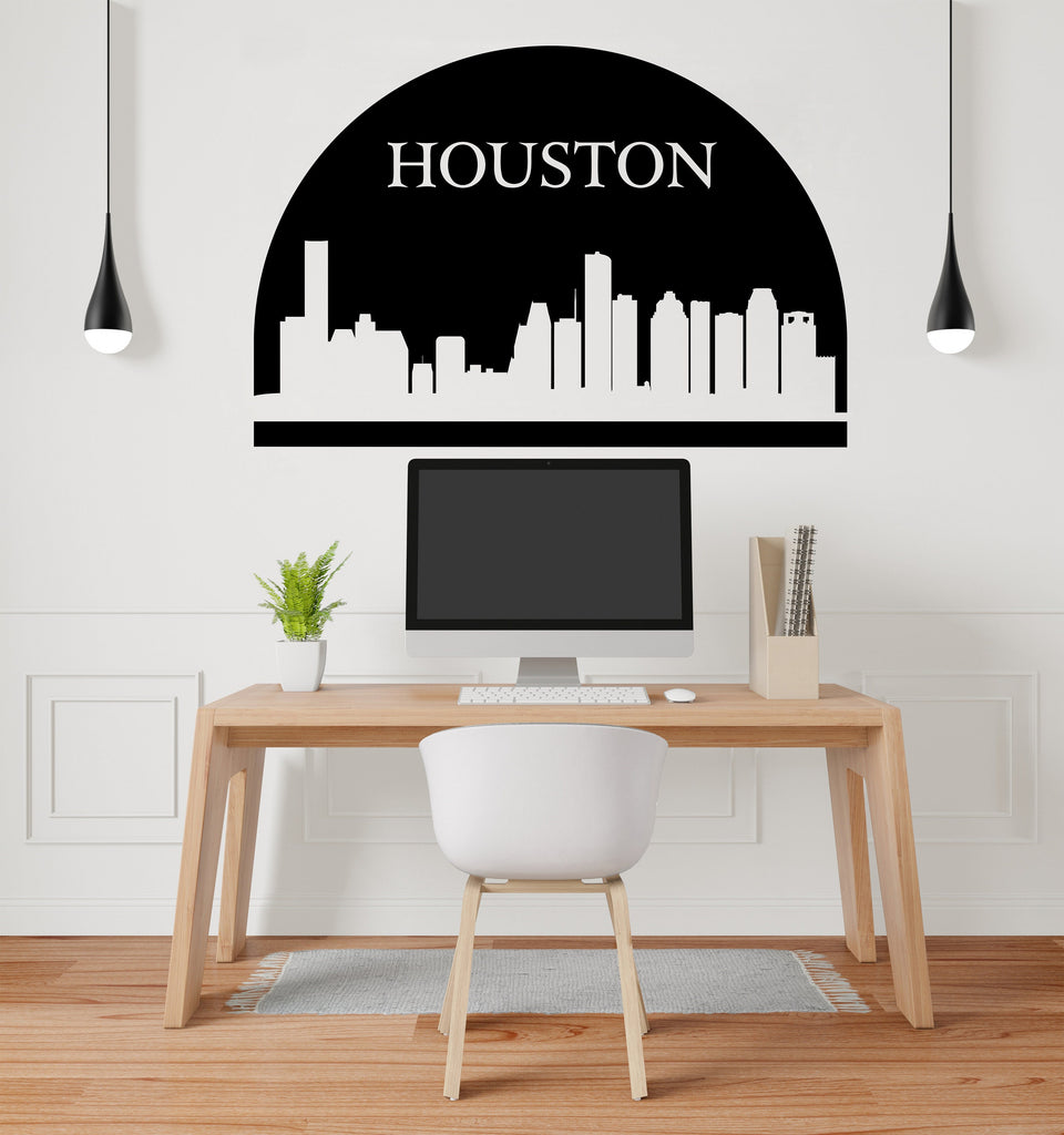 Houston City Skyline Arch Wall Decal Sticker City Houston Texas Wall Decal Vinyl Sticker Home Decor Headboard Decal Living Room Office 173LU