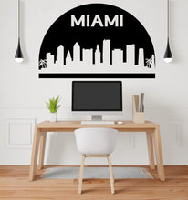 Load image into Gallery viewer, Miami City Skyline Arch Wall Decal Vinyl Sticker City Miami Florida Decal Vinyl Sticker Home Decor Headboard Decal Living Room Office 175LU