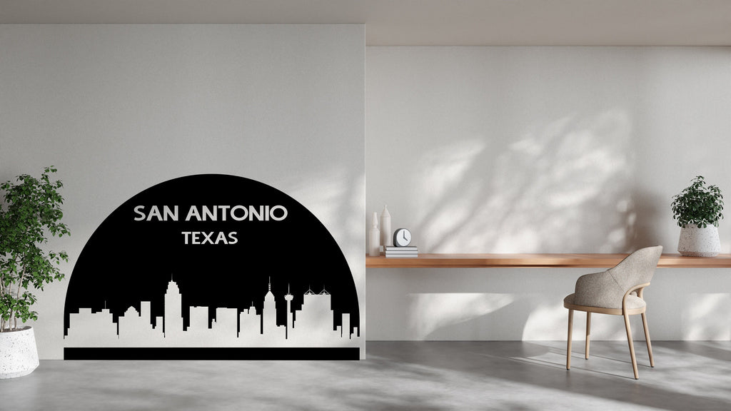 San Antonio City Skyline Arch Wall Decal Sticker San Antonio Texas Decal Vinyl Sticker Home Decor Headboard Decal Living Room Office 177LU