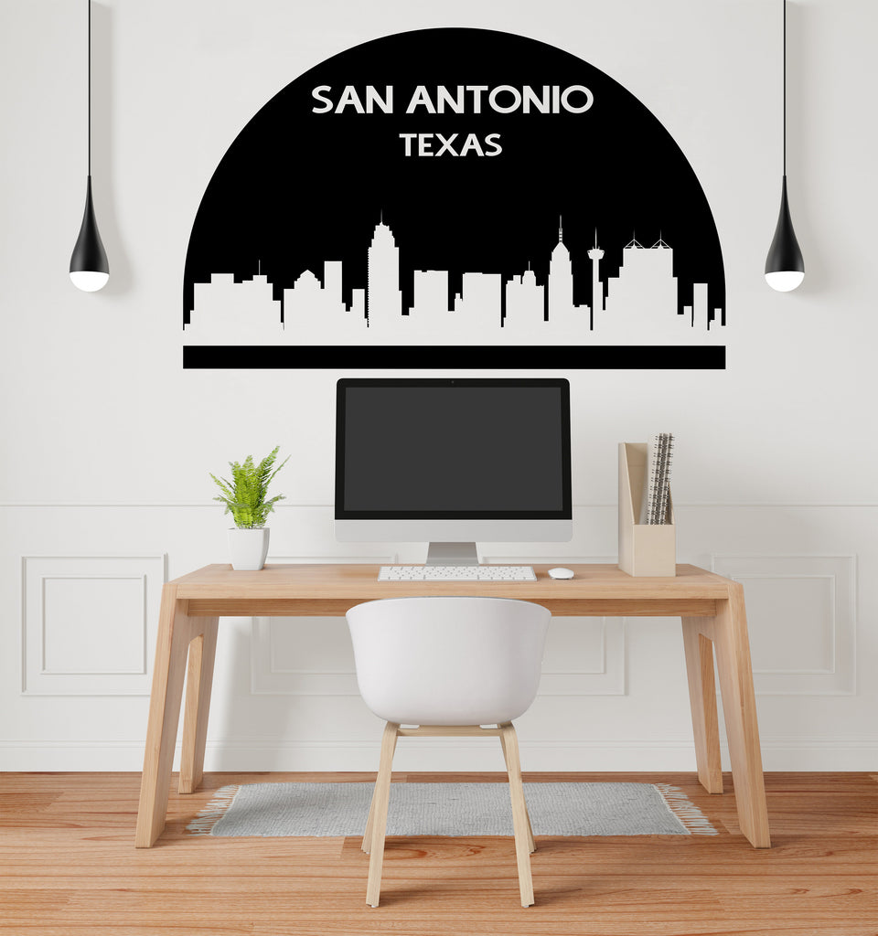 San Antonio City Skyline Arch Wall Decal Sticker San Antonio Texas Decal Vinyl Sticker Home Decor Headboard Decal Living Room Office 177LU