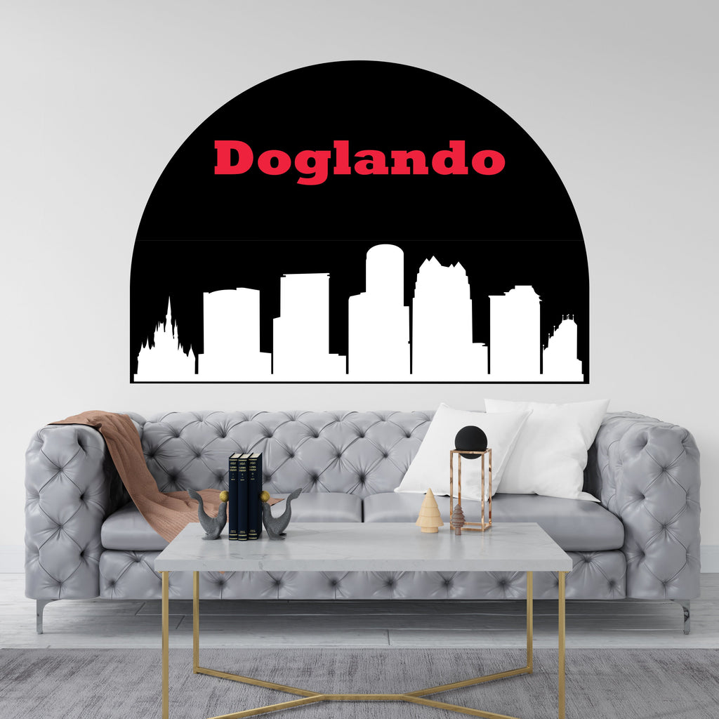 Doglando City Skyline Arch Wall Decal Sticker City Doglando Wall Decal Vinyl Sticker Home Decor Headboard Decal Living Room Office 111RS