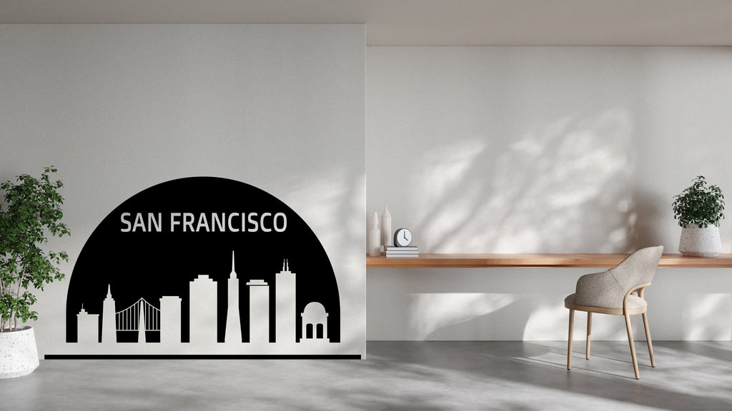 San Francisco City Skyline Arch Wall Decal San Francisco California Decal Vinyl Sticker Home Decor Headboard Decal Living Room Office 178LU
