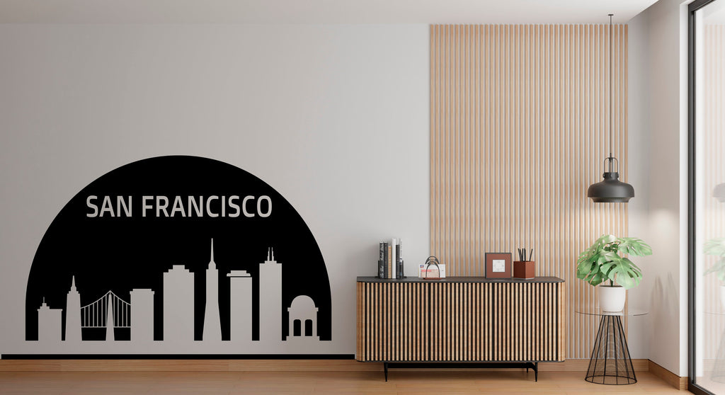 San Francisco City Skyline Arch Wall Decal San Francisco California Decal Vinyl Sticker Home Decor Headboard Decal Living Room Office 178LU