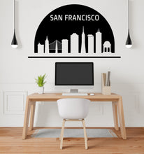 Load image into Gallery viewer, San Francisco City Skyline Arch Wall Decal San Francisco California Decal Vinyl Sticker Home Decor Headboard Decal Living Room Office 178LU