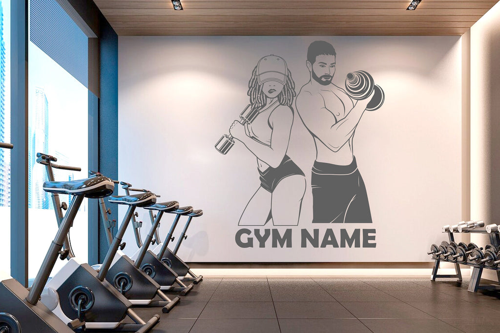 Couple Gym Vinyl Gym Wall Decal, Couple fitness Gym Decal, Fitness Collage, Gym Wall Art Gym Decor Gym Wall Decor Motivational Art 114RS