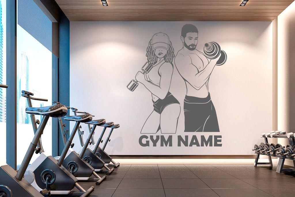 Couple Gym Vinyl Gym Wall Decal, Couple fitness Gym Decal, Fitness Collage, Gym Wall Art Gym Decor Gym Wall Decor Motivational Art 114RS