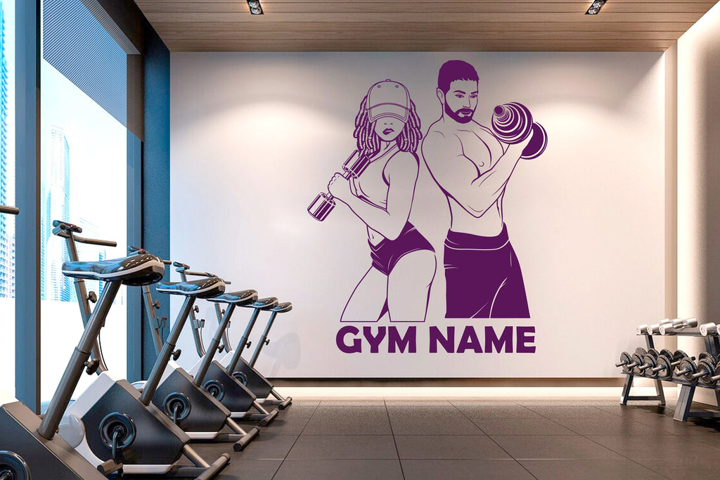 Couple Gym Vinyl Gym Wall Decal, Couple fitness Gym Decal, Fitness Collage, Gym Wall Art Gym Decor Gym Wall Decor Motivational Art 114RS