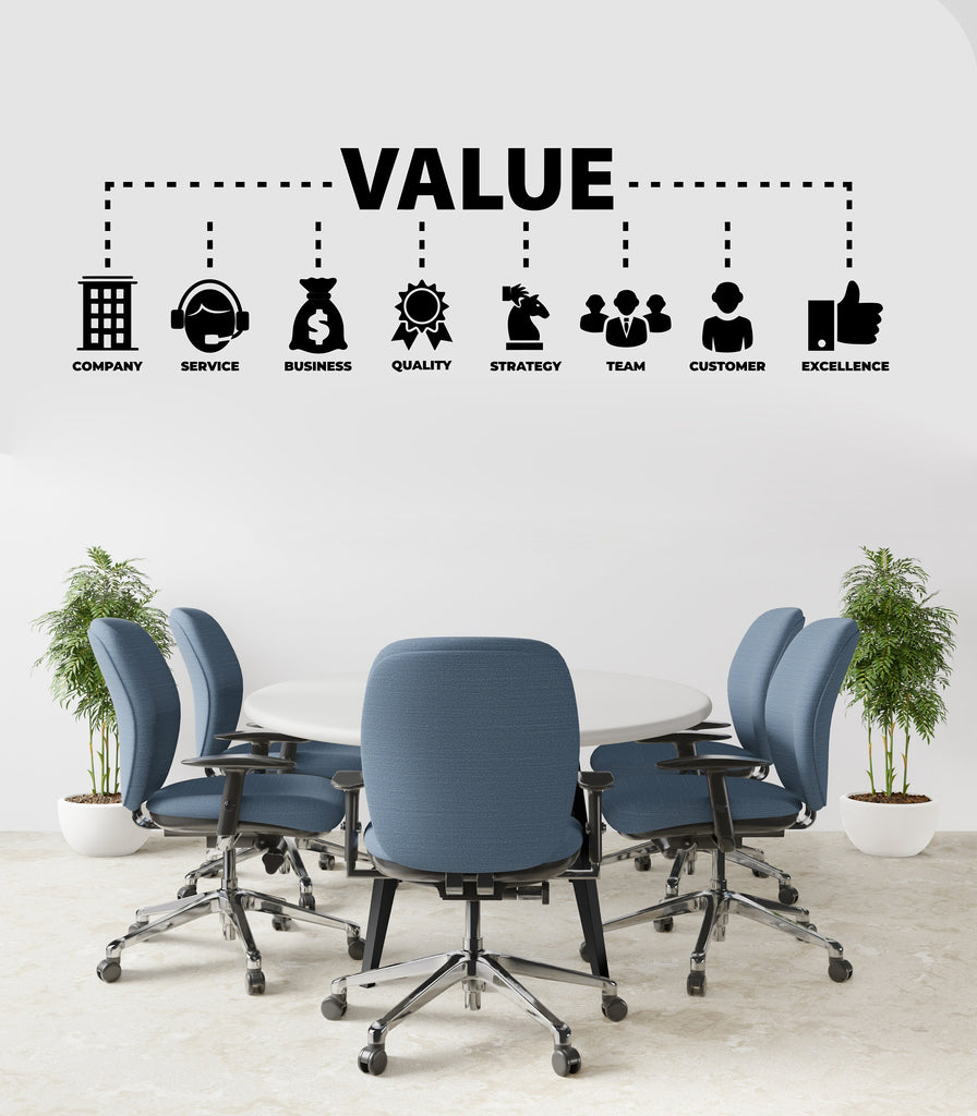 Value Office Wall Decor Customers Wall Decal Trust Teamwork Innovation Strategy Office Exellence Teamwork Stickers Custom office Gift 183LU