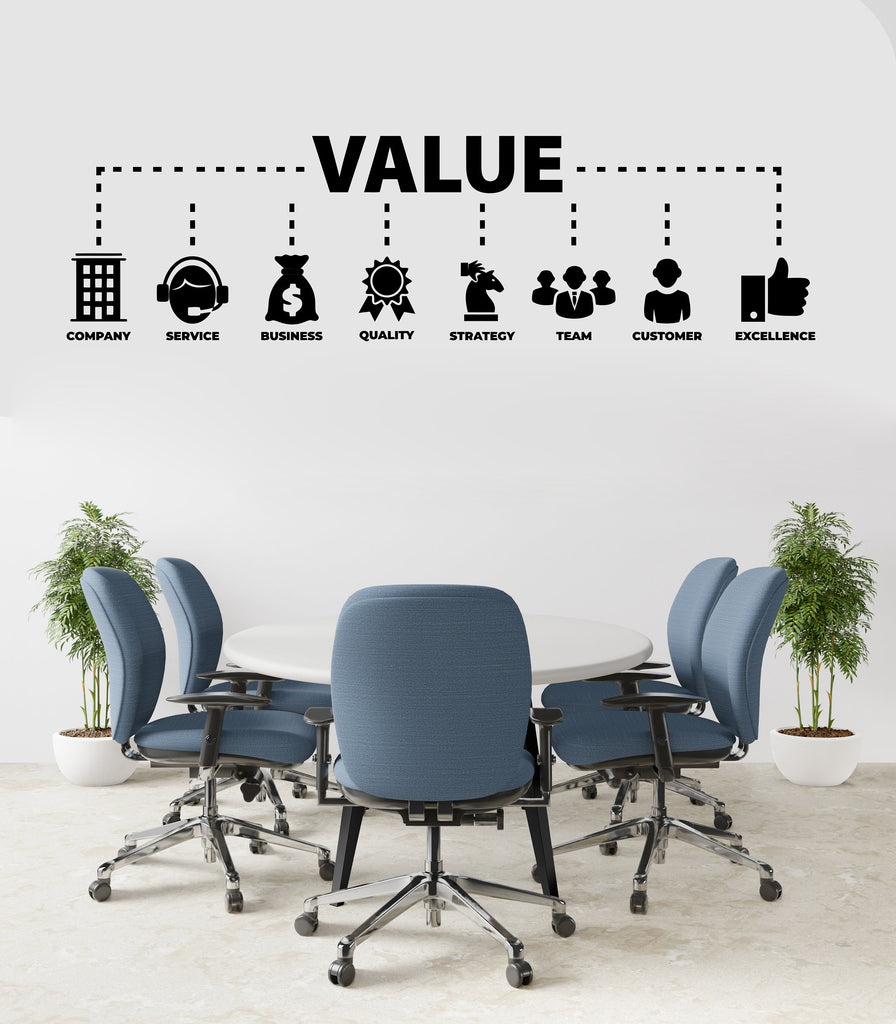 Value Office Wall Decor Customers Wall Decal Trust Teamwork Innovation Strategy Office Exellence Teamwork Stickers Custom office Gift 183LU