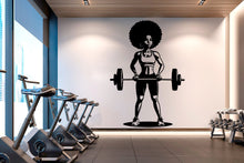 Load image into Gallery viewer, Gym Wall Decal Fitness Wall Art Afro American Girl Decor Crossfit Wall Decal Crossfit Gifts Home Gym Wall Sticker Motivational Decal 124RS
