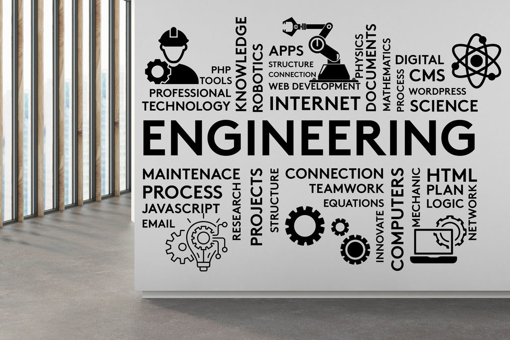 Engineering Wall Decor, Engineering Wall Decal, Engineering Wall Art, Engineering Wall Vinyl, Office Decoration, Engineering Stickers 125RS