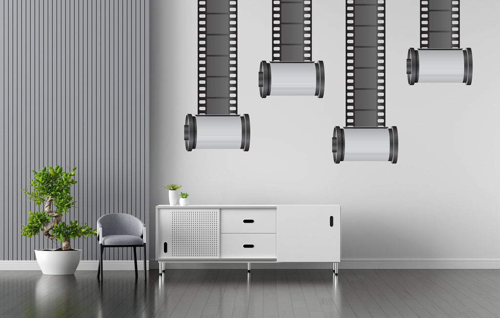 Film Strip Wall Art Tv Home Cinema Wall Decal, Family Room Vinyl Sticker Mural Gift Movie Film Sign Theater Room Decor, Playroom Decor 203LU