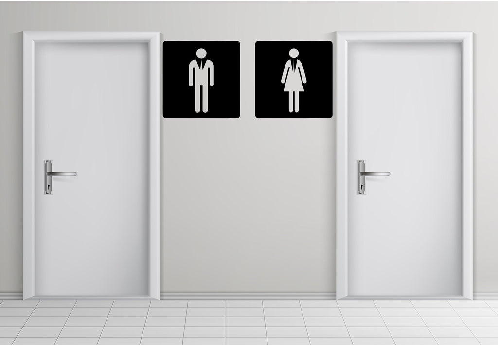Bathroom Sign Decal, Office Bathroom Door Decal, Bathroom Door Sign, Man Woman Signs Vinyl Bathroom Door Stickers, Bathroom Signs WC 186LU