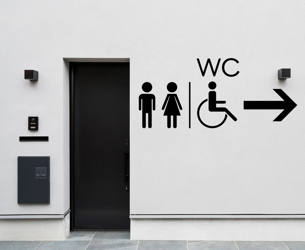 Bathroom Sign Decal, Business Bathroom Door Decal, Toilett Restroom Sign, Man Woman Signs Vinyl Bathroom Stickers, Bathroom Signs WC 188LU