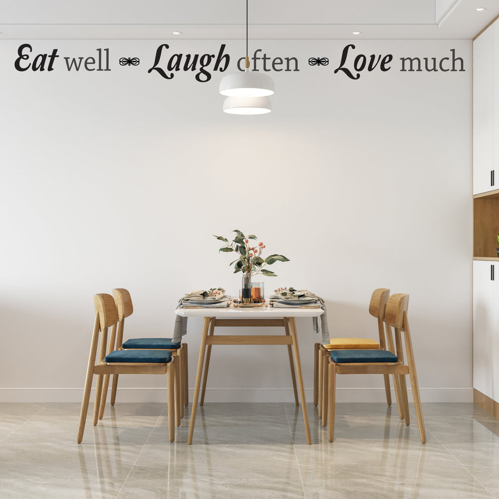 Eat Well Laugh Often Love Much Wall Decal sticker Kitchen Quote Kitchen Decor Vinyl Wall Lettering Dining Wall Vinyl Decal Sticker 207LU