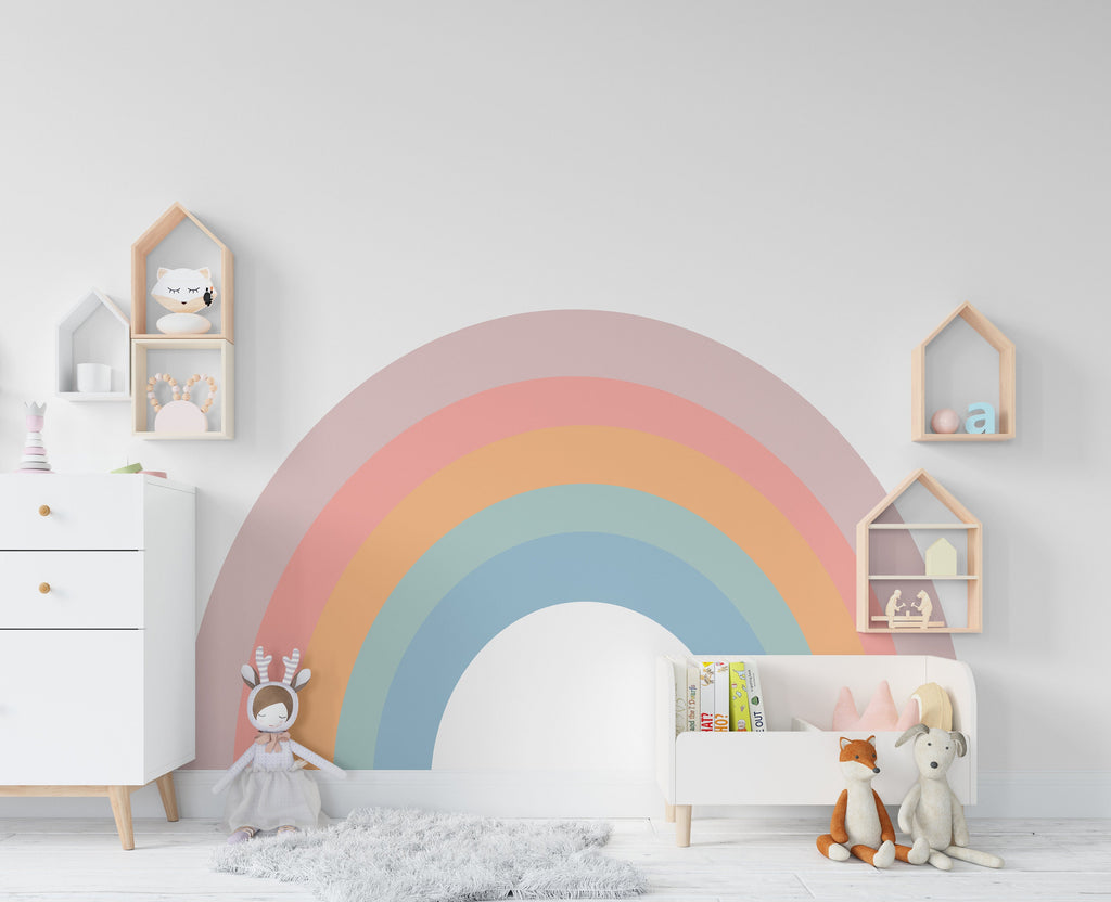 Rainbow Pastel Wall Decal, Nursery Wall Decal, Kids Room Wall Decals, Baby Shower Decorations, Baby Boy Gift, Rainbow Decal for Kids 209LU
