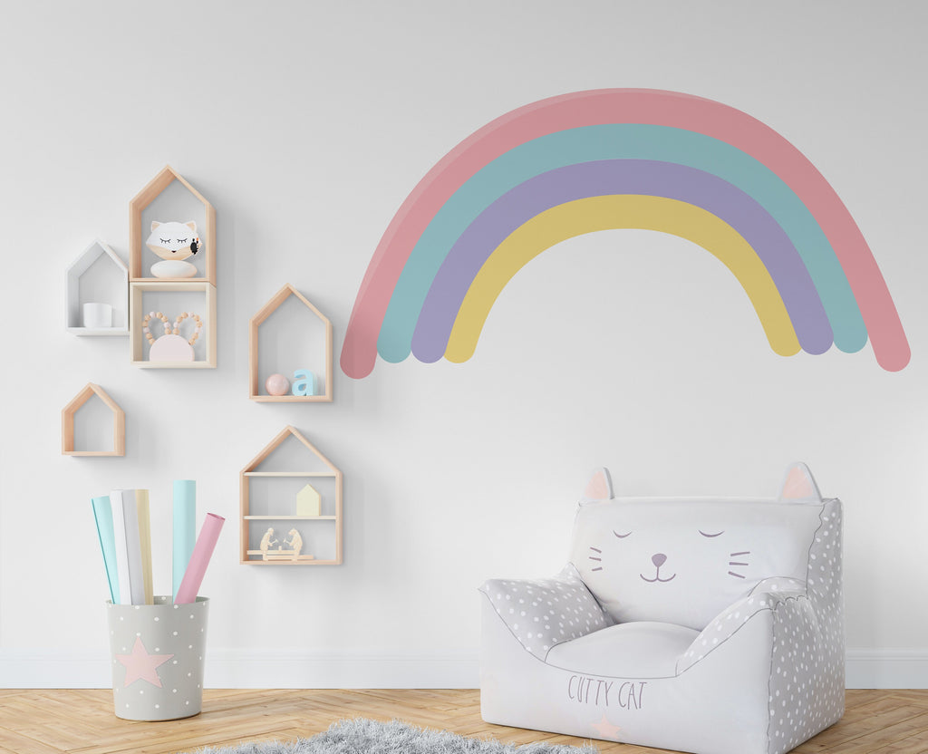 Rainbow Pastel Wall Decal, Nursery Wall Decal, Kids Room Wall Decals, Baby Shower Decorations, Baby Boy Gift, Rainbow Decal for Kids 210LU