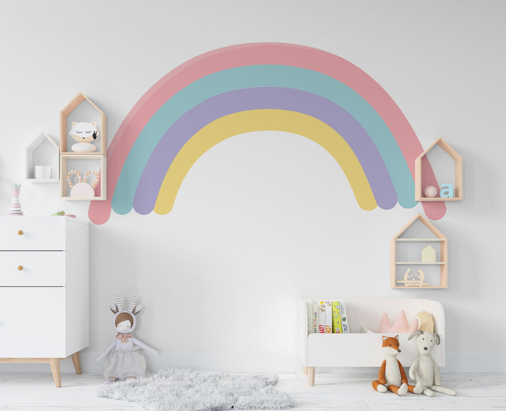 Rainbow Pastel Wall Decal, Nursery Wall Decal, Kids Room Wall Decals, Baby Shower Decorations, Baby Boy Gift, Rainbow Decal for Kids 210LU