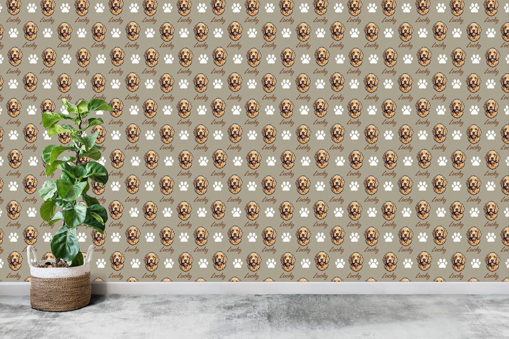 Goldendoodle dog wallpaper Dog Peel and stick Pet Lover Living Room Decor Wall Bathroom Decal Doggie Puppy Mural 132RS