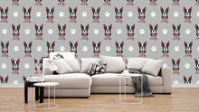 Load image into Gallery viewer, Boston Terrier dog wallpaper Dog Peel and stick Pet Lover Living Room Decor Wall Bathroom Decal Doggie Puppy Mural 132RS